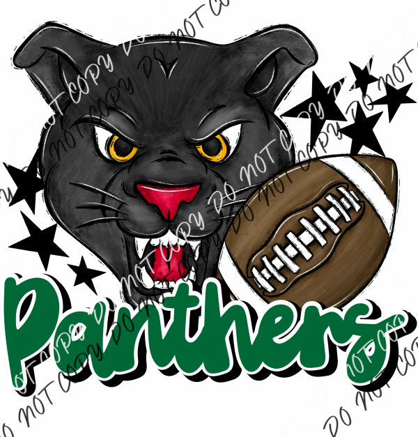 Mascot Panthers Football Dtf Transfer (See Color Options) Pocket Size 3 / Green Transfers