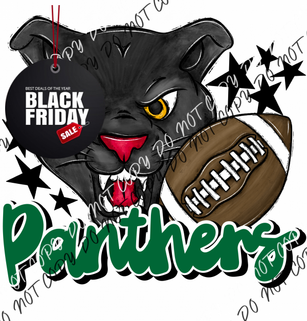 Mascot Panthers Football Dtf Transfer (See Color Options) Pocket Size 3 / Green Transfers