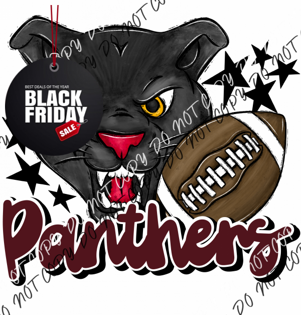 Mascot Panthers Football Dtf Transfer (See Color Options) Pocket Size 3 / Maroon Transfers