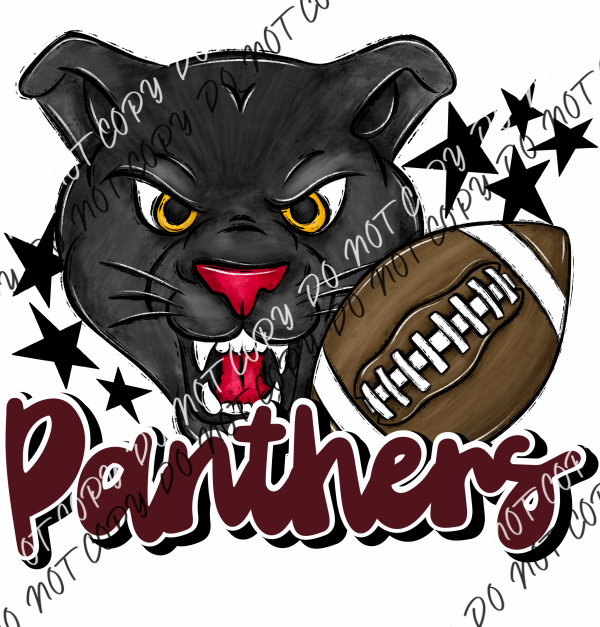 Mascot Panthers Football Dtf Transfer (See Color Options) Pocket Size 3 / Maroon Transfers