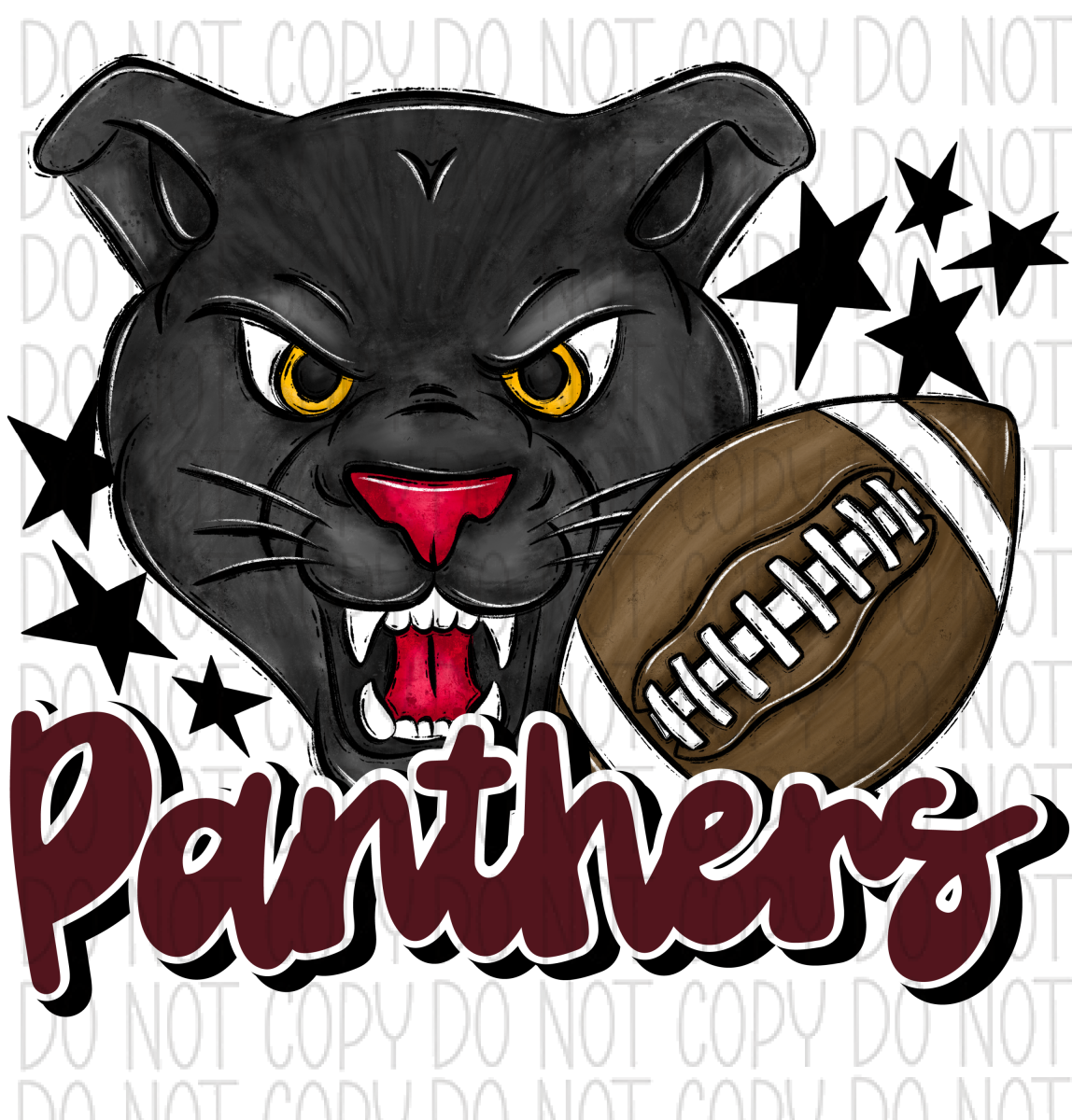 Mascot Panthers Football Dtf Transfer (See Color Options) Pocket Size 3 / Maroon Transfers