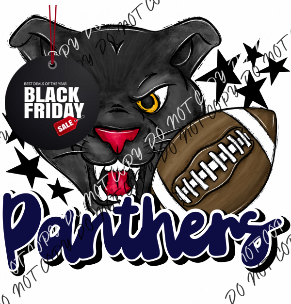 Mascot Panthers Football Dtf Transfer (See Color Options) Pocket Size 3 / Navy Transfers