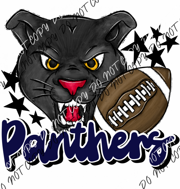 Mascot Panthers Football Dtf Transfer (See Color Options) Pocket Size 3 / Navy Transfers