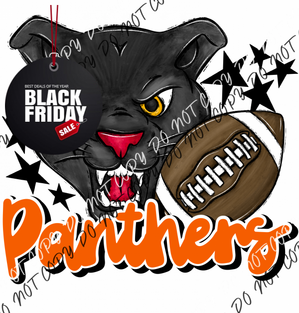 Mascot Panthers Football Dtf Transfer (See Color Options) Pocket Size 3 / Orange Transfers