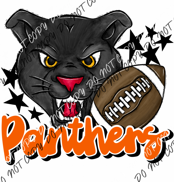 Mascot Panthers Football Dtf Transfer (See Color Options) Pocket Size 3 / Orange Transfers