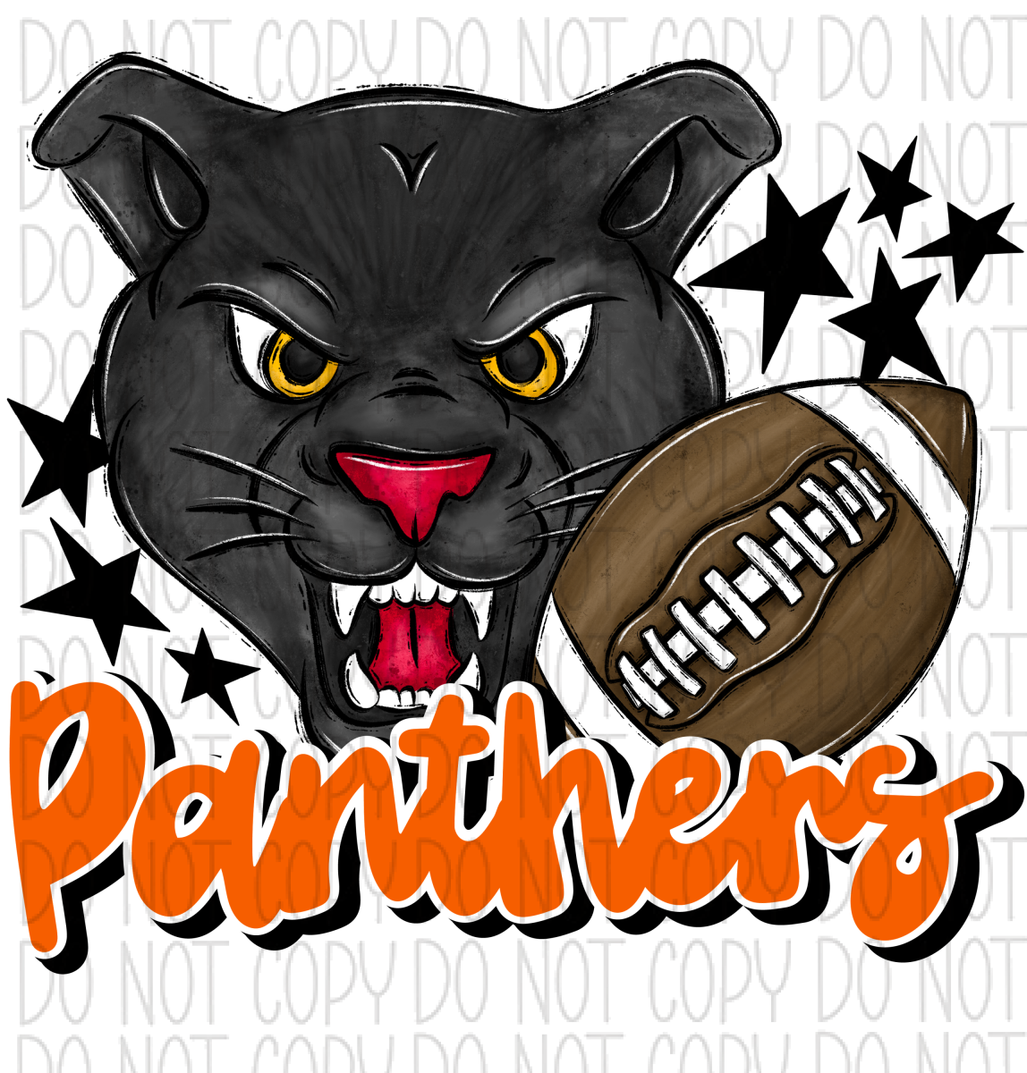 Mascot Panthers Football Dtf Transfer (See Color Options) Pocket Size 3 / Orange Transfers