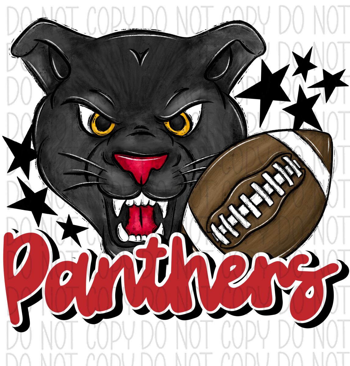 Mascot Panthers Football Dtf Transfer (See Color Options) Pocket Size 3 / Red Transfers
