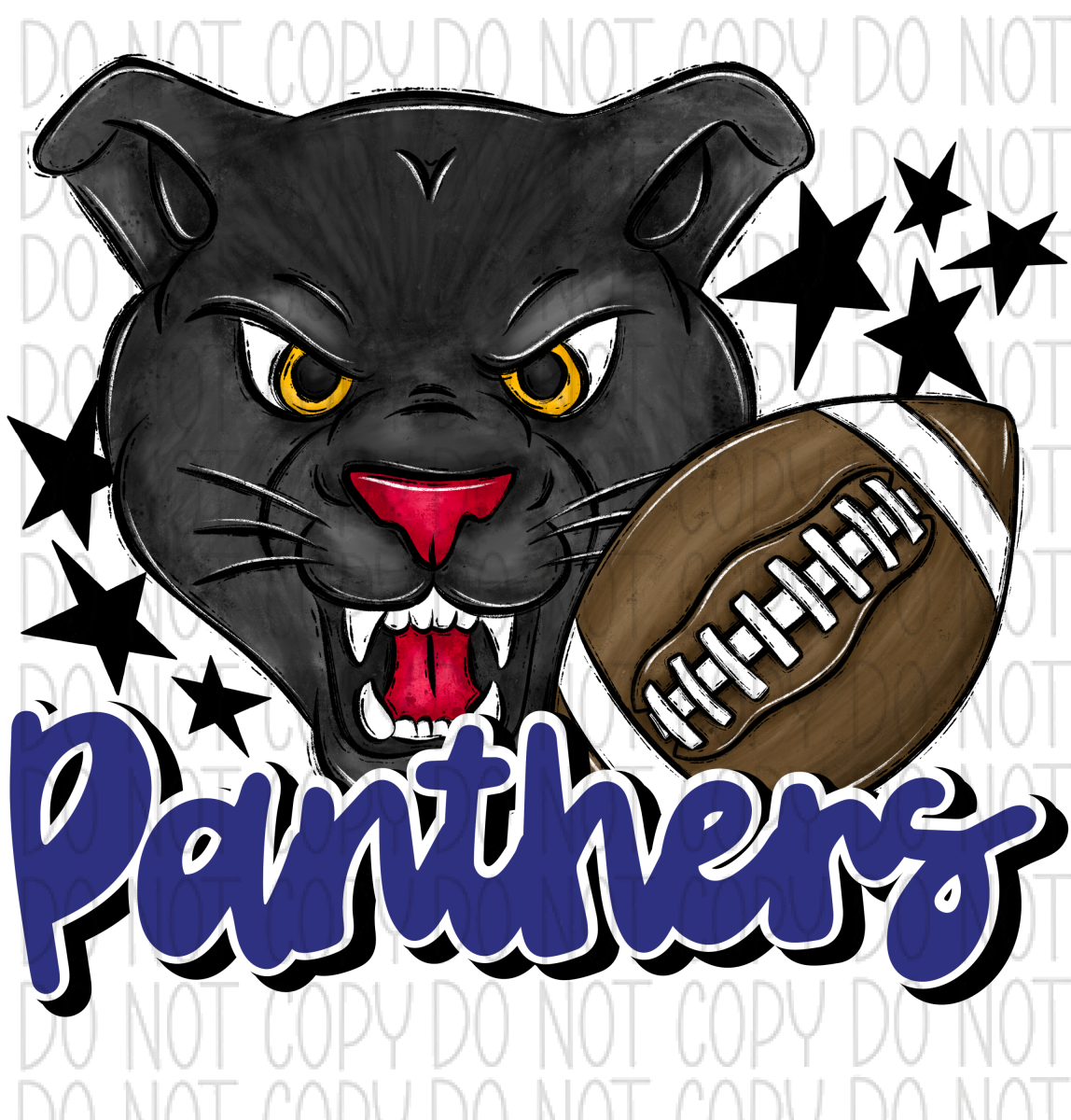 Mascot Panthers Football Dtf Transfer (See Color Options) Pocket Size 3 / Royal Transfers