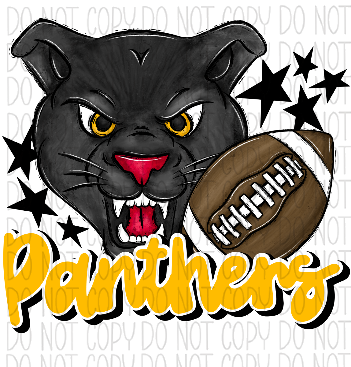 Mascot Panthers Football Dtf Transfer (See Color Options) Pocket Size 3 / Yellow Transfers