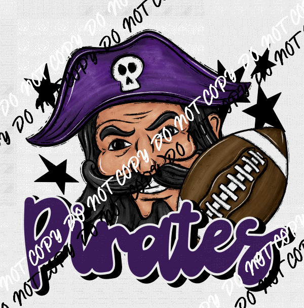 Mascot Pirates Football DTF Transfer (See Color Options) - We Print U Press DTF Transfers