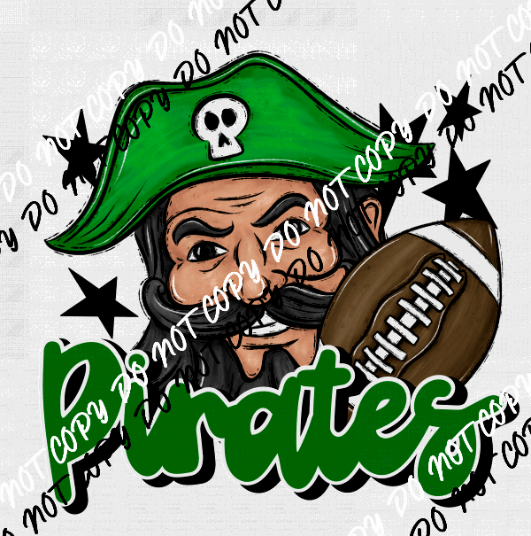 Mascot Pirates Football DTF Transfer (See Color Options) - We Print U Press DTF Transfers