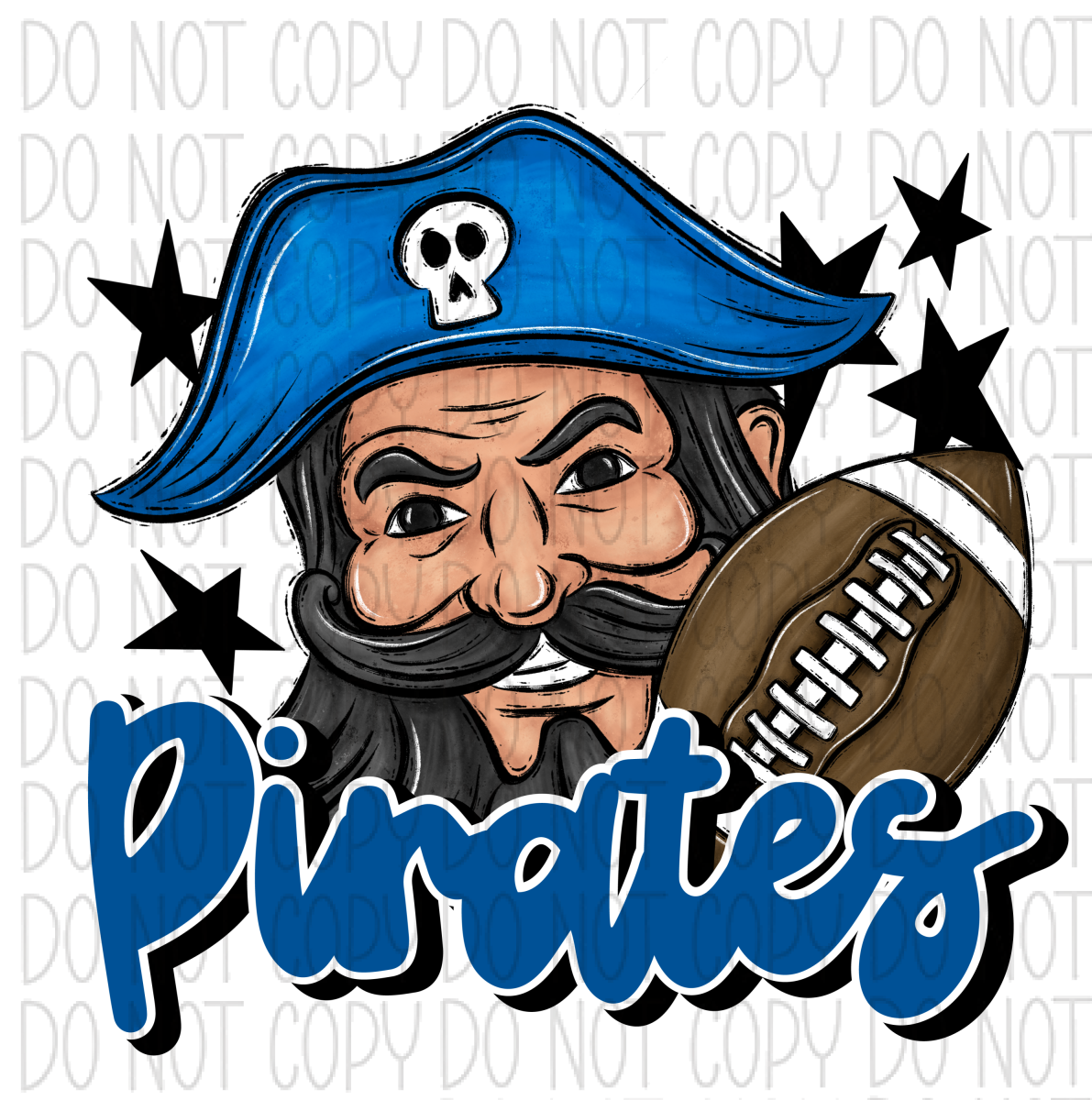 Mascot Pirates Football Dtf Transfer (See Color Options) Pocket Size 3 / Blue Transfers