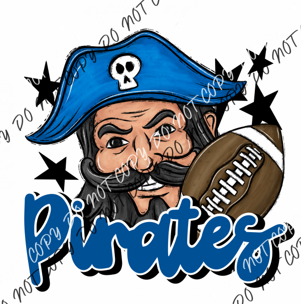 Mascot Pirates Football Dtf Transfer (See Color Options) Pocket Size 3 / Blue Transfers