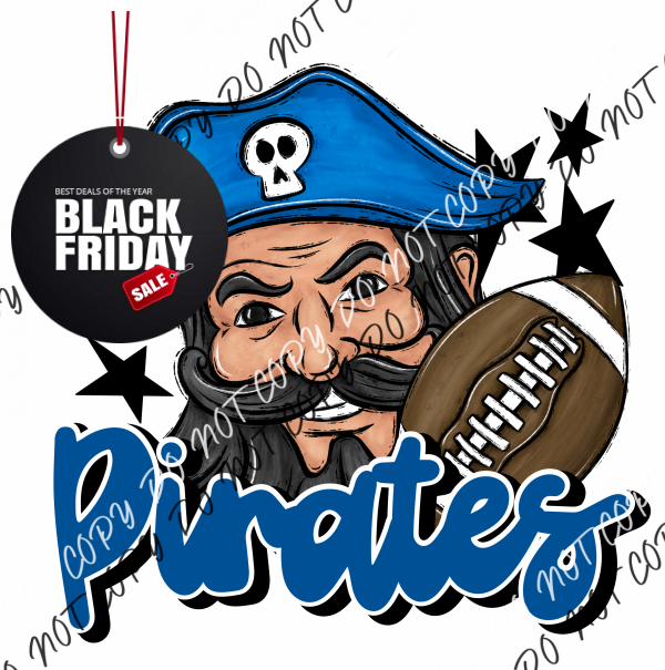 Mascot Pirates Football Dtf Transfer (See Color Options) Pocket Size 3 / Blue Transfers