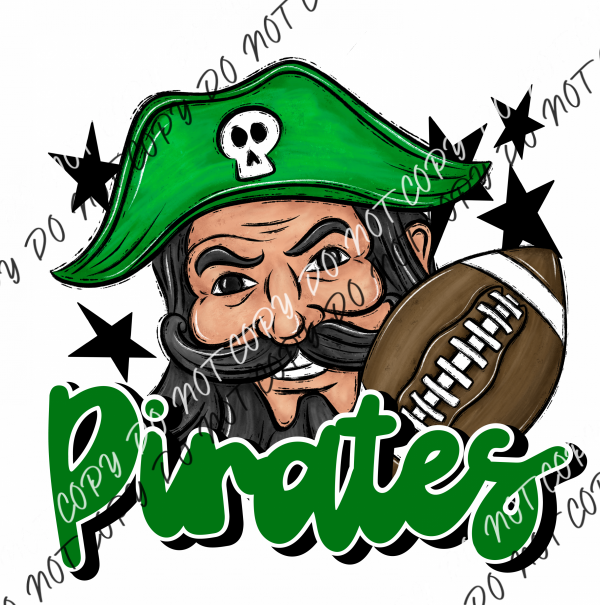 Mascot Pirates Football Dtf Transfer (See Color Options) Pocket Size 3 / Green Transfers