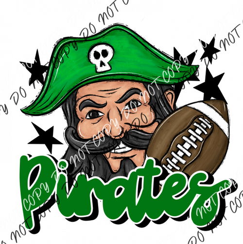 Mascot Pirates Football Dtf Transfer (See Color Options) Pocket Size 3 / Green Transfers