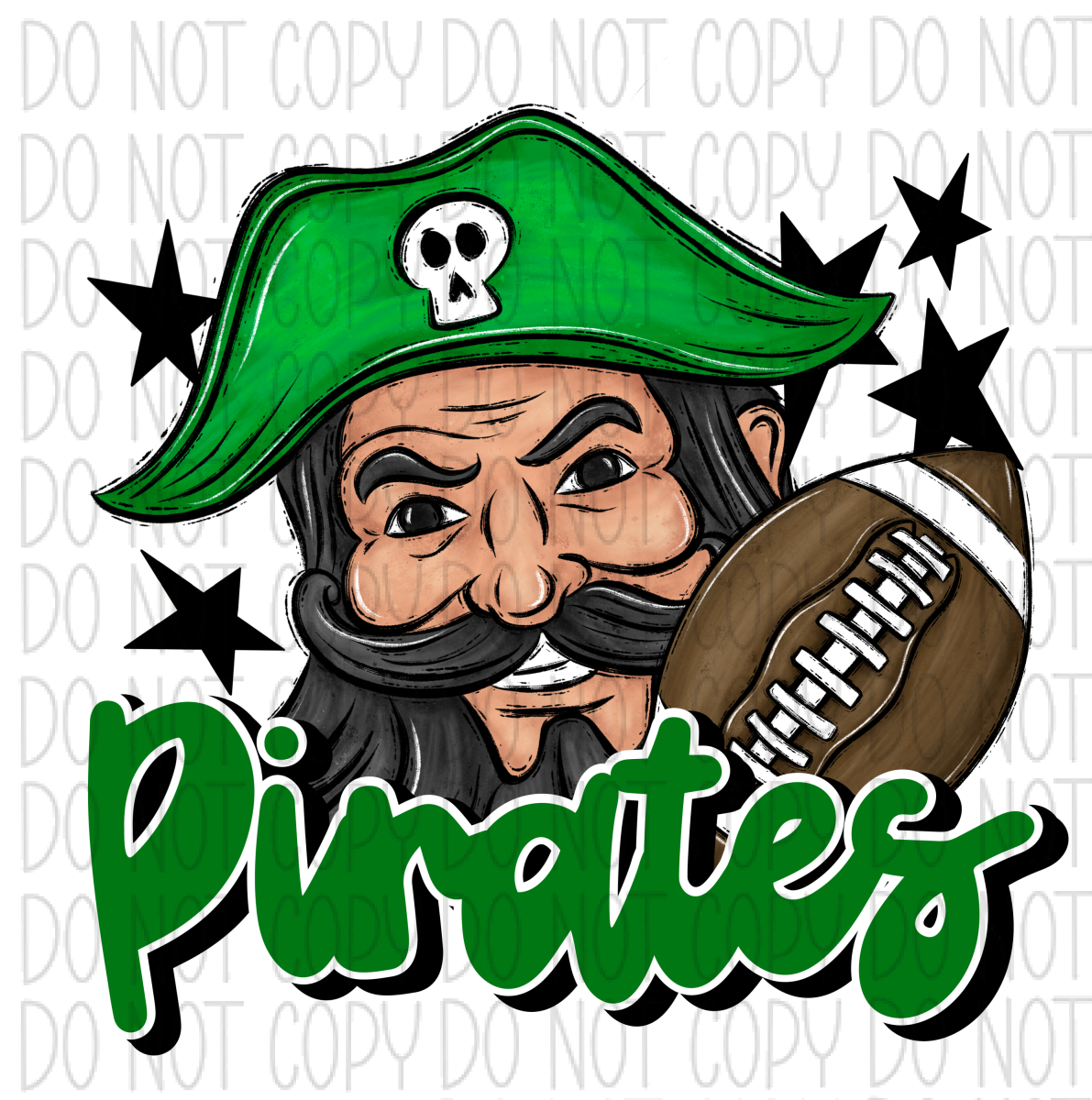 Mascot Pirates Football Dtf Transfer (See Color Options) Pocket Size 3 / Green Transfers