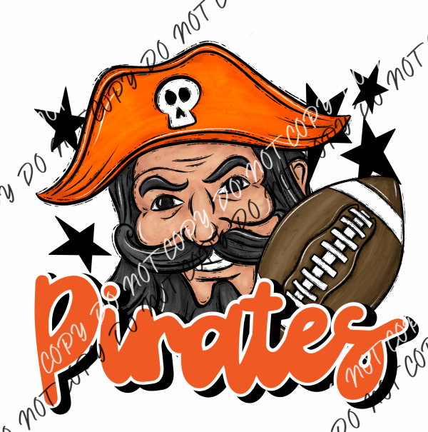 Mascot Pirates Football Dtf Transfer (See Color Options) Pocket Size 3 / Orange Transfers