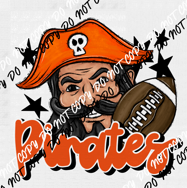 Mascot Pirates Football DTF Transfer (See Color Options) - We Print U Press DTF Transfers