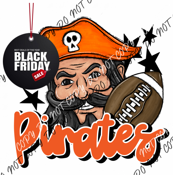 Mascot Pirates Football Dtf Transfer (See Color Options) Pocket Size 3 / Orange Transfers