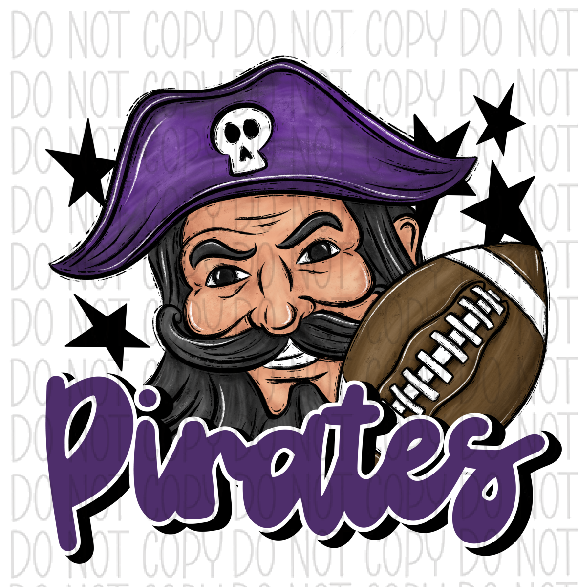Mascot Pirates Football Dtf Transfer (See Color Options) Pocket Size 3 / Purple Transfers