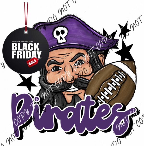 Mascot Pirates Football Dtf Transfer (See Color Options) Pocket Size 3 / Purple Transfers