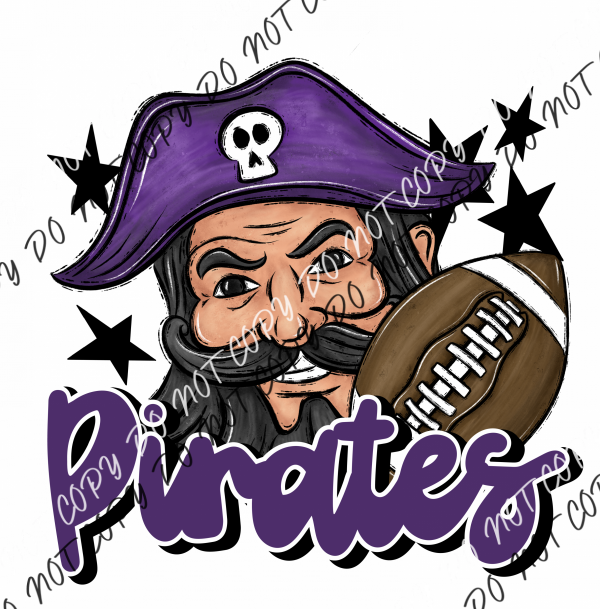 Mascot Pirates Football Dtf Transfer (See Color Options) Pocket Size 3 / Purple Transfers