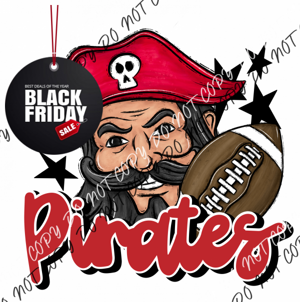 Mascot Pirates Football Dtf Transfer (See Color Options) Pocket Size 3 / Red Transfers