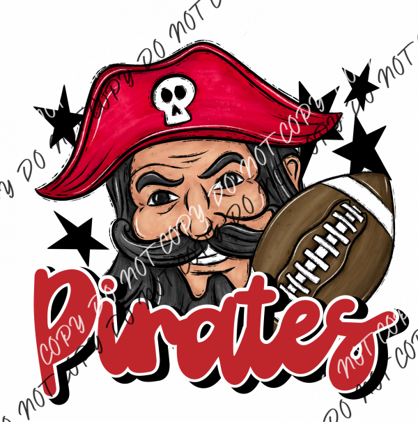 Mascot Pirates Football Dtf Transfer (See Color Options) Pocket Size 3 / Red Transfers