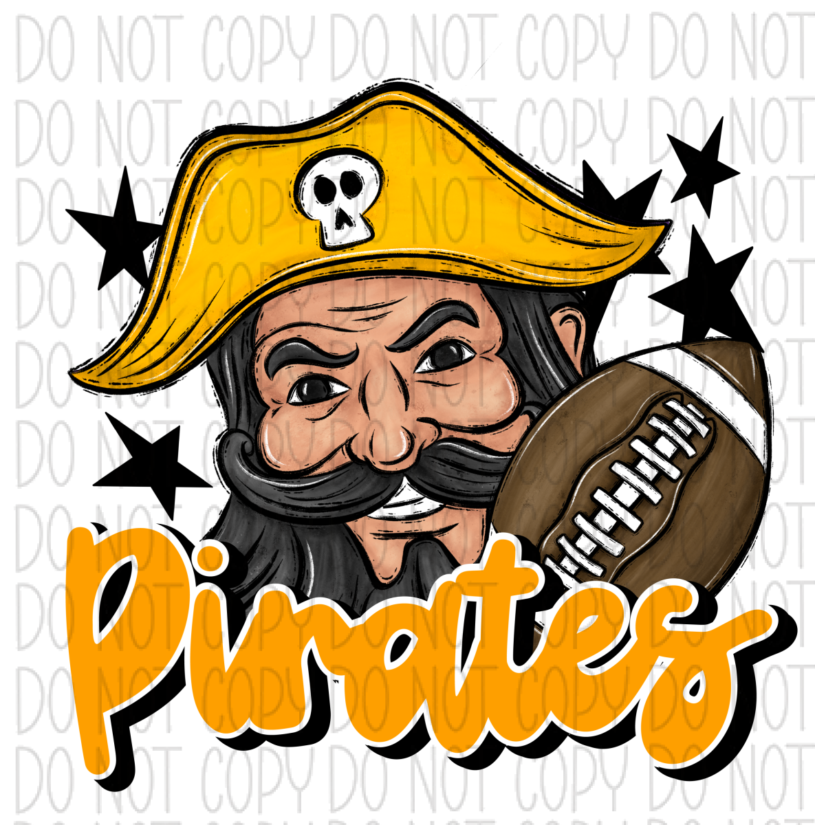 Mascot Pirates Football Dtf Transfer (See Color Options) Pocket Size 3 / Yellow Transfers