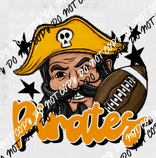 Mascot Pirates Football DTF Transfer (See Color Options) - We Print U Press DTF Transfers