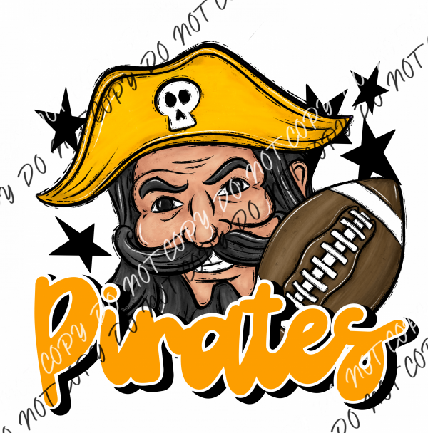 Mascot Pirates Football Dtf Transfer (See Color Options) Pocket Size 3 / Yellow Transfers