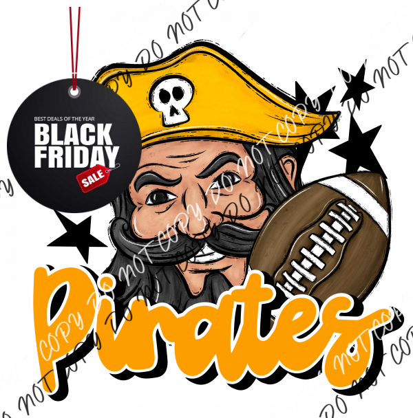 Mascot Pirates Football Dtf Transfer (See Color Options) Pocket Size 3 / Yellow Transfers