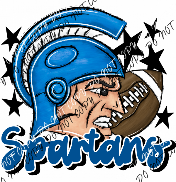 Mascot Spartans Football Dtf Transfer (See Color Options) Pocket Size 3 / Blue Transfers