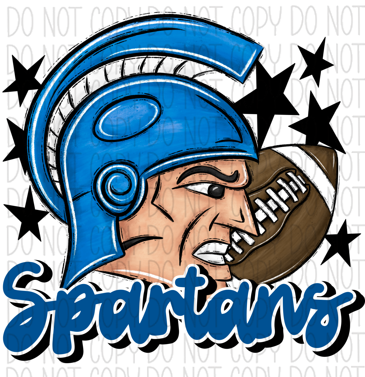 Mascot Spartans Football Dtf Transfer (See Color Options) Pocket Size 3 / Blue Transfers
