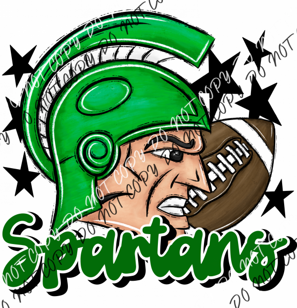 Mascot Spartans Football Dtf Transfer (See Color Options) Pocket Size 3 / Green Transfers