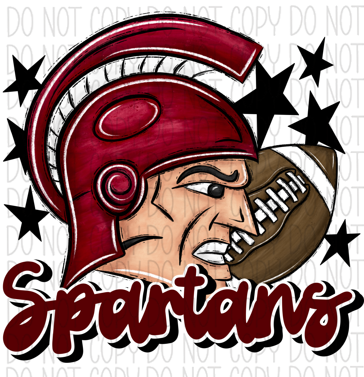 Mascot Spartans Football Dtf Transfer (See Color Options) Pocket Size 3 / Maroon Transfers