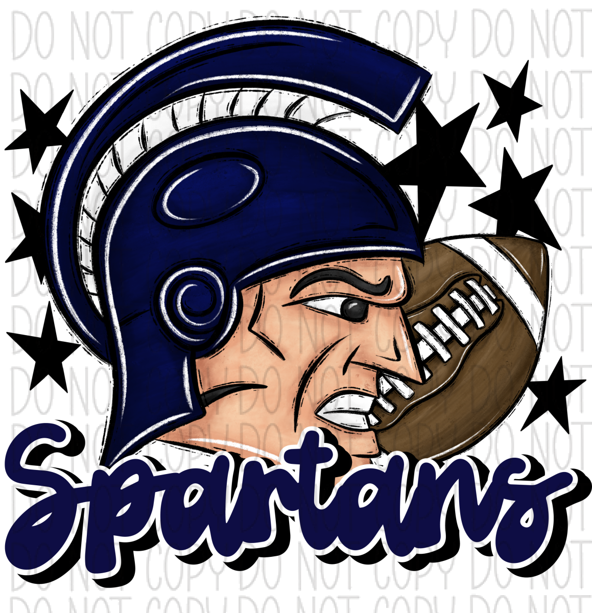 Mascot Spartans Football Dtf Transfer (See Color Options) Pocket Size 3 / Navy Transfers