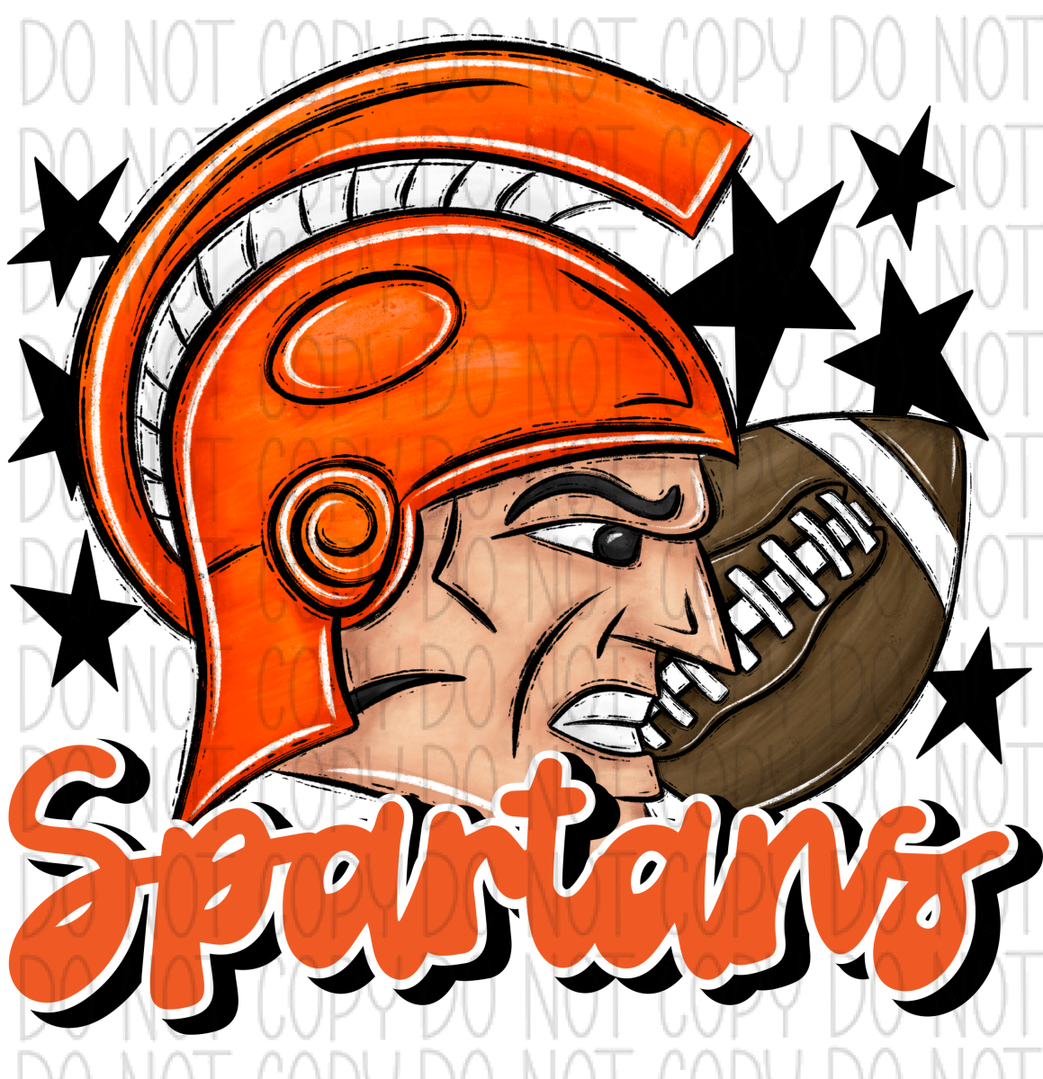 Mascot Spartans Football Dtf Transfer (See Color Options) Pocket Size 3 / Orange Transfers