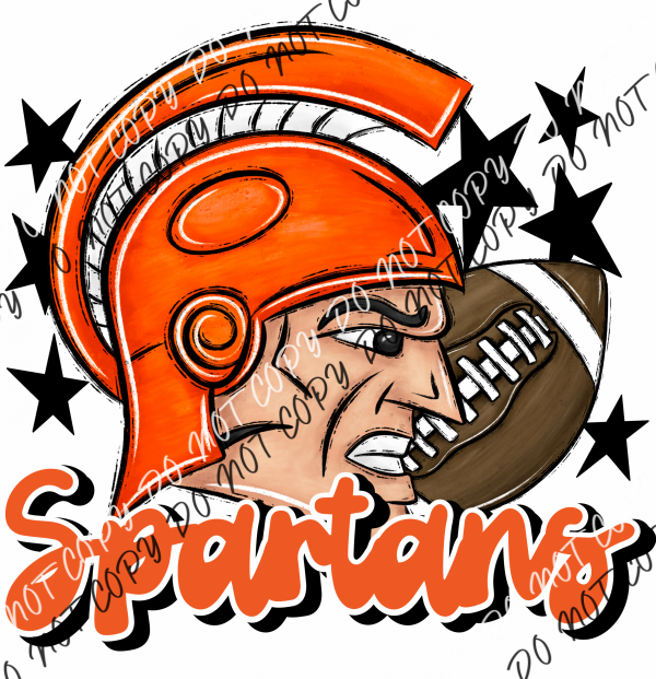 Mascot Spartans Football Dtf Transfer (See Color Options) Pocket Size 3 / Orange Transfers