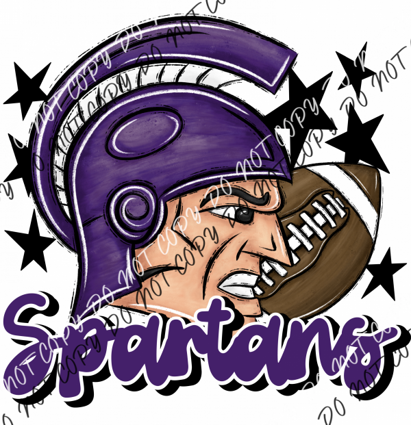 Mascot Spartans Football Dtf Transfer (See Color Options) Pocket Size 3 / Purple Transfers