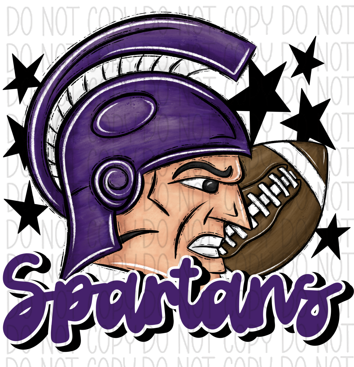 Mascot Spartans Football Dtf Transfer (See Color Options) Pocket Size 3 / Purple Transfers