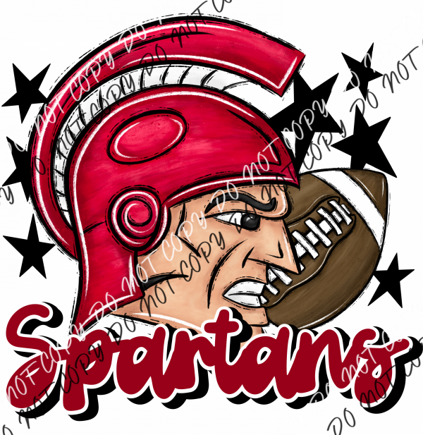 Mascot Spartans Football Dtf Transfer (See Color Options) Pocket Size 3 / Red Transfers