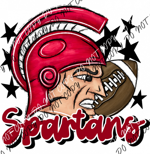 Mascot Spartans Football Dtf Transfer (See Color Options) Pocket Size 3 / Red Transfers