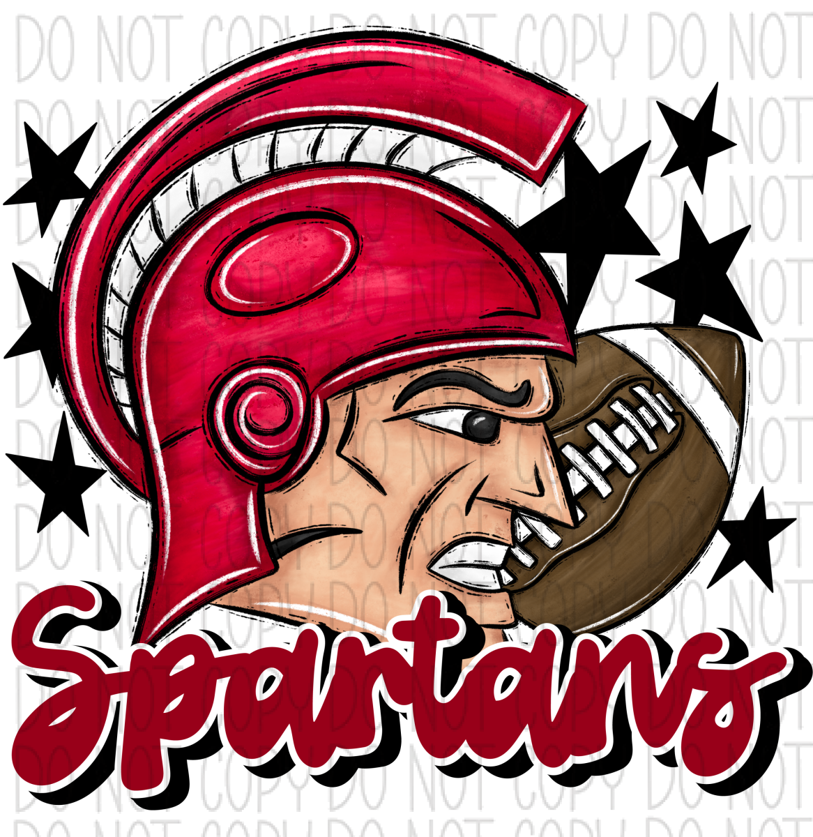 Mascot Spartans Football Dtf Transfer (See Color Options) Pocket Size 3 / Red Transfers