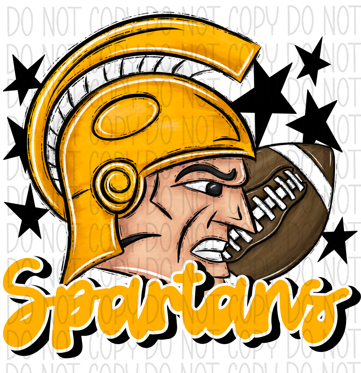 Mascot Spartans Football Dtf Transfer (See Color Options) Pocket Size 3 / Yellow Transfers