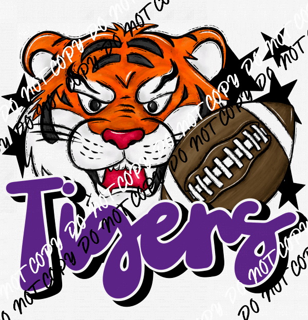 Mascot Tigers Football DTF Transfer (See Color Options) - We Print U Press DTF Transfers