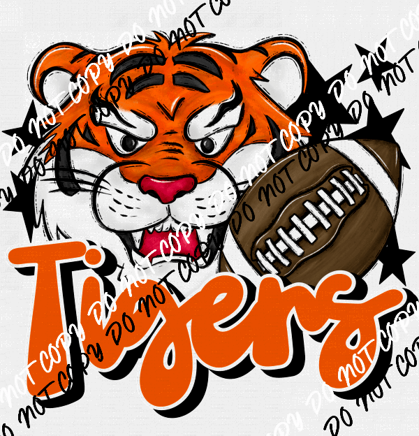 Mascot Tigers Football DTF Transfer (See Color Options) - We Print U Press DTF Transfers