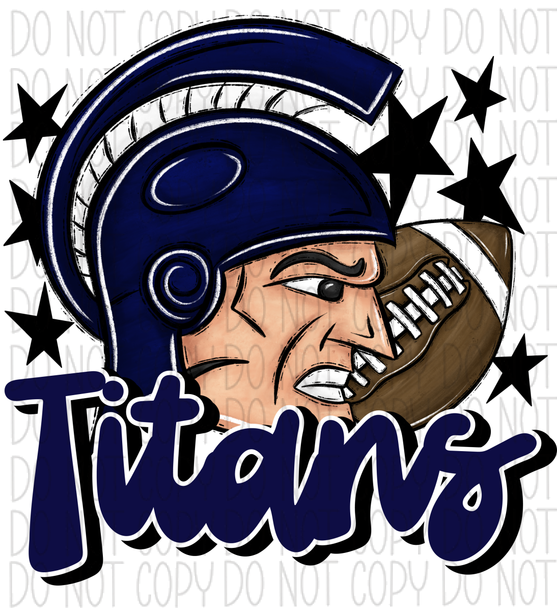 Mascot Titans Football Dtf Transfer (See Color Options) Pocket Size 3 / Navy Transfers