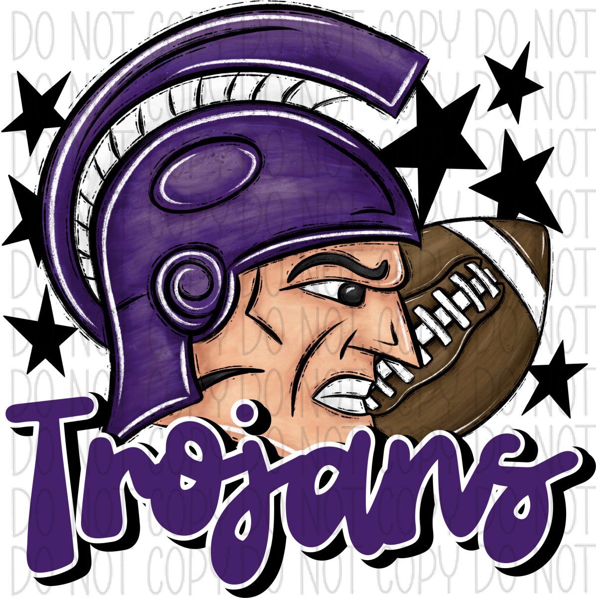Mascot Trojans Football Dtf Transfer (See Color Options) Pocket Size 3 / Purple Transfers